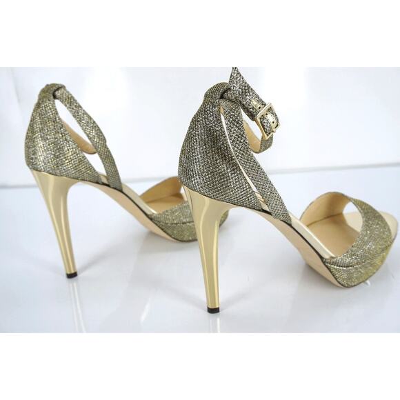 Jimmy Choo Kayden Bronze Glitter Platform Strappy Sandal SZ 40.5 10.5 NIB $895 - Picture 7 of 11